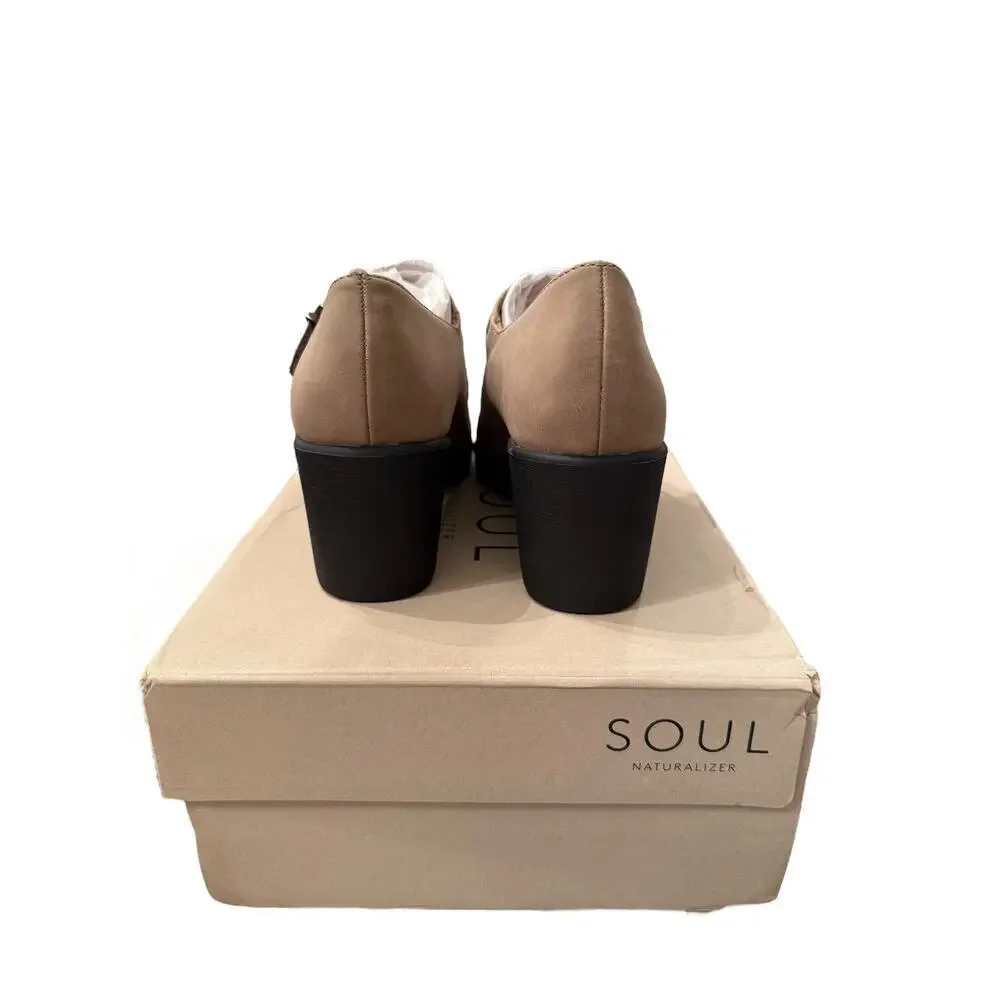 SOUL Naturalizer Women's Mushroom Grey Adore Mary Jane Wedge Sandals Size 5.5
